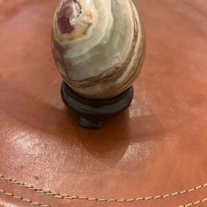 Green Banded Onyx Egg with Stand